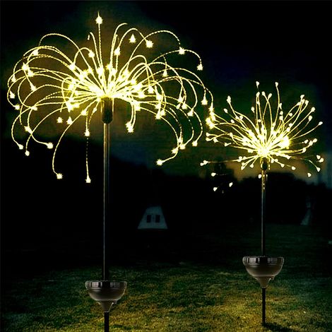 2PCS Lampe de feux d'artifice de jardin solaire étanche,lumières solaires de jardin extérieur multicolores,feux d'artifice lumières solaires Starburst,pour la fête de parterre de fleurs de jardin de p (1/5)