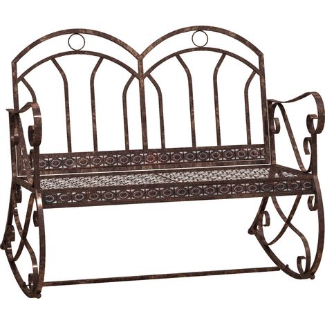 Outsunny Rocking Chair Swing Bench Loveseat Metal Bronze Garden Outdoor (1/5)