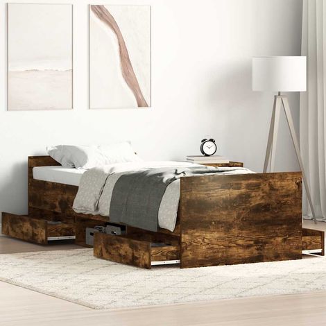vidaXL Cadre de lit sans matelas chêne fumé 90x190 cm (1/5)