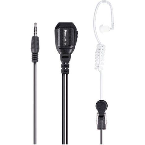 "Auricolare professionale Midland MA31 777 Pro con auricolare trasparente pneumatico ""invisibile"", microfono da bavero e cavo spiralato, presa 1 Pin per Midland 777 Pro, Funzione VOX/PTT"
