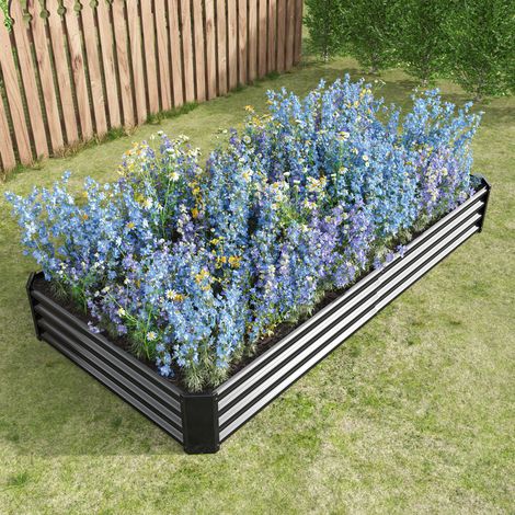 Bancal elevado de metal 232 x 113,5 x 30 cm sin fondo acero galvanizado negro DESVIAE (1/5)