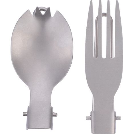 Fourchette Pliable en Titane pour Randonnée - Ustensile de Voyage Léger et Compact (Fourchette + Cuillère) (1/5)