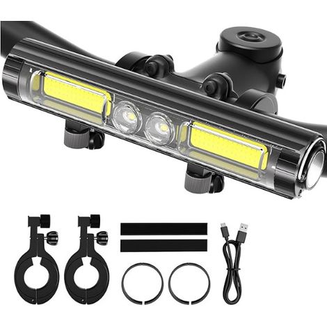 Éclairage vélo de 400 à 1500 lumens - Phare LED ultra-lumineux - 8 modes - Éclairage vélo rechargeable avec batterie de 3000 mAh (entrée/sortie) - 400-1500 lumens (1/4)