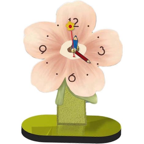 Horloge de bureau silencieuse, horloge décorative multifonctionnelle en bois, horloge de table pour la maison ou le bureau-Pink 15cmx20cm (1/5)