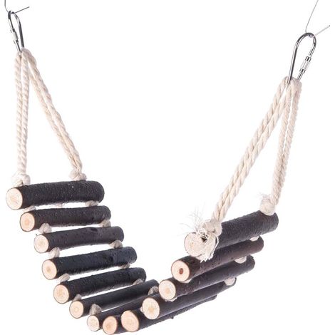 Irovami Échelle en bois pour oiseaux, pont suspendu, jouet pour oiseaux, échelle à 13 marches pour perroquets, 50 cm, accessoires pour cage à oiseaux, jouet d'entraînement pour oiseaux (1/5)