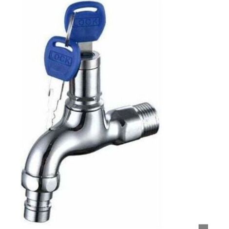 Robinet Extérieur - Laiton Galvanisé - Verrouillable avec Clé - Pour Machine à Laver Jardin Arrosage Lavage Voiture - 1 Pièce