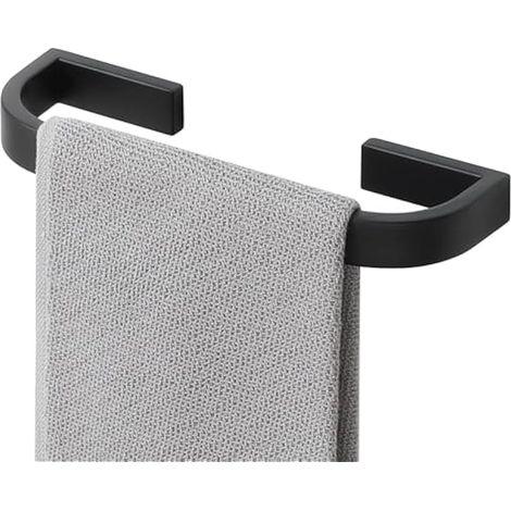 Porte Serviette Mural 25 CM en Acier Inoxydable SUS304, Barre Sèche Serviette pour Salle de Bain, Cuisine, Support Solide, Coins Arrondis, Installation Facile, Noir (1/5)