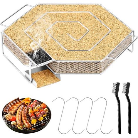 Juego de utensilios para barbacoa: generador de humo frío de acero inoxidable, placa para parrilla redonda/cuadrada (1/4)