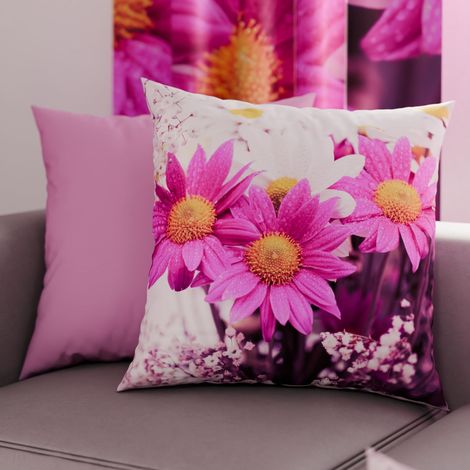 Lot de 2 Taies d'Oreillers 30x30 cm 100% Microfibre Hypoallergénique, Housse Oreiller Rectangulaire Floral Violet, Paquet de 2 (1/3)
