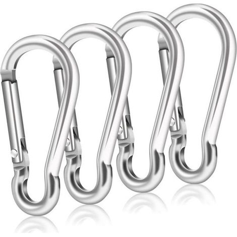 Mousqueton - Aluminium - 5 cm - Pour Mât de Drapeau à Anneau - Lot de 4 (1/4)