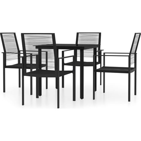 Set da pranzo da giardino mobili da esterno 5 pezzi nero 020013883