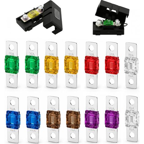 Pièce mini Fusible Voiture, Kit de mini Fusibles pour Auto et Méga 32V 30/40/50/60/70/80/100A pour Camion, Voiture,Véhicules de Chantier (1/5)
