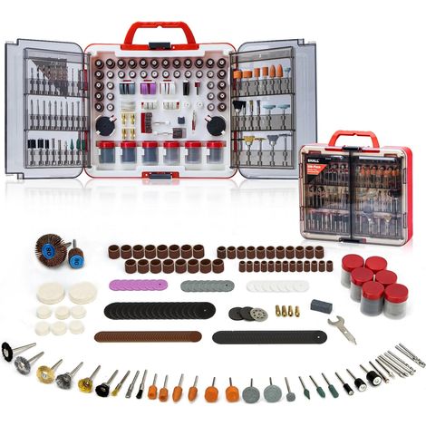 Coffret de 508 Accessoires d'Outils Rotatifs Universels, Kit d'Outils Multifonctions avec Mandrin pour Couper, Meuler, Percer, Graver et Polier Compatible (1/5)