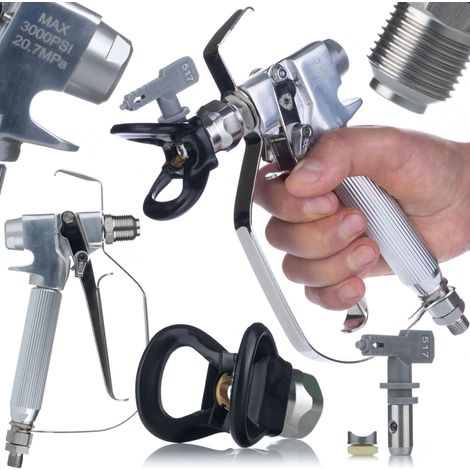 Rosfix UltraSpray J-31 Farbspritzpistole – 3000 psi, 1/4" Anschluss, 7/8" Düsengewinde  Mit Düse 517 & Filter  Für Graco, Wagner, Titan  Zubehör für Airlessgeräte