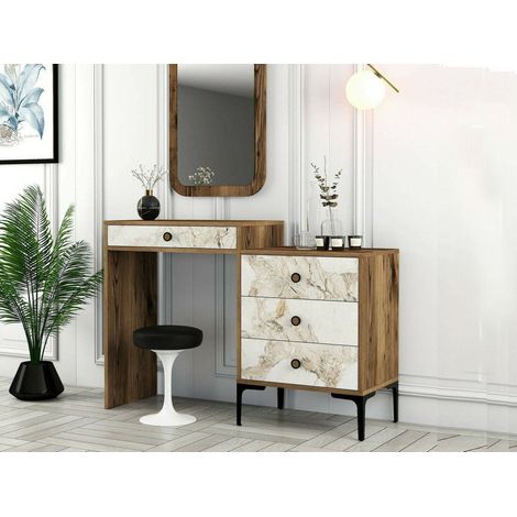 Dmora - Consola Dpasqu, Mesa multiusos, Gabinete de soporte, Escritorio de pasillo, 124x40h85 cm, Nogal y Blanco (1/5)