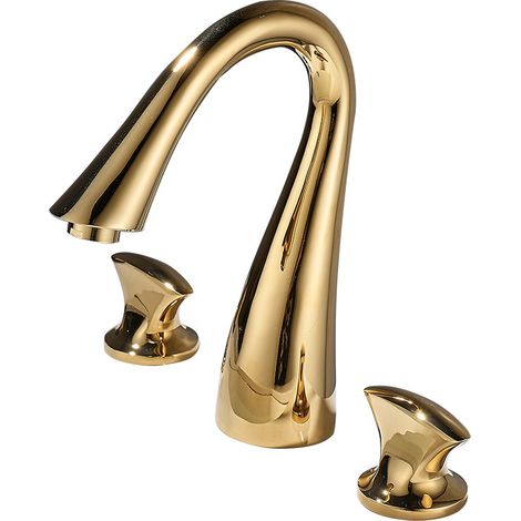 Robinets Salle de Bain – Laiton Doré, 3 Trous – Pour Vasque, Lavabo – Design Classique (1/5)