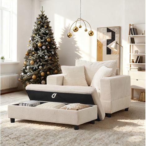Divano chaise longue con contenitore beige OKMYHOME (1/5)