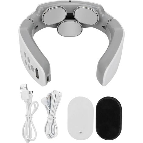 Intelligentes, wiederaufladbares Nackenmassagegerät – 3 Massageköpfe – Weiß – Schnellladefunktion (1/4)
