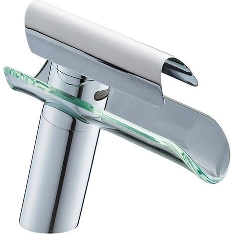 Robinet Mitigeur lavabo cascade salle de bain en verre avec Flexible (1/4)