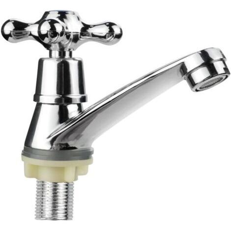 Grifo de baño, grifo de lavabo de agua fría, grifo de lavabo monomando moderno, diseño de manija en cruz para cocina y baño en el hogar, G1/2 (1/3)