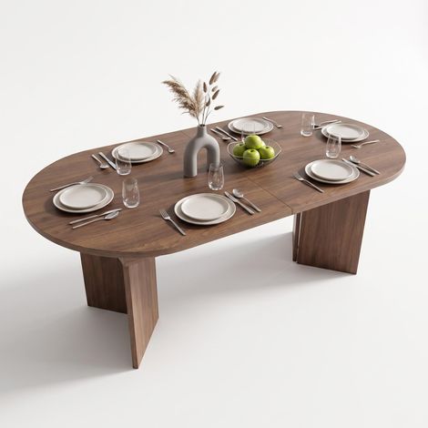 FurnitureR Walnut Extendable Dining Table 160 to 200cm for 6 to 8 (1/5)