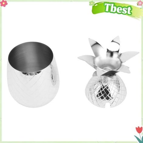Tbest shaker à cocktail mignon Shaker à Cocktail en forme d'ananas, en acier inoxydable, lisse polie, 500ml, table cocktail Argent (1/5)
