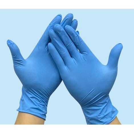 Gants jetables. Boîte de 100 Gants. Couleur: Bleu.Size:M (1/5)