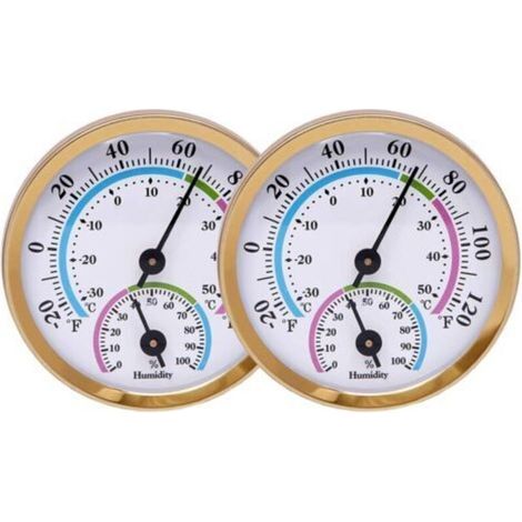 Mini thermomètre et hygromètre d'intérieur 2 en 1, moniteur de température et d'humidité pour la maison et le bureau (doré - 2 pièces) (1/4)