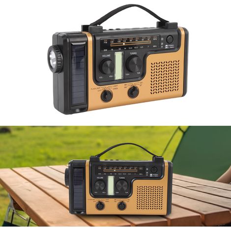 Radio solar de emergencia con Bluetooth 5.0, 242 x 136 x 73 mm, manual de usuario, puerto USB, función SOS, batería de 2000 mAh, linterna, función AM/FM/SW, cable y manual de usuario. (1/5)