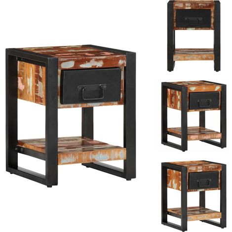 Table de chevet multicolore 35x34x45cm bois massif récupération - Table De Chevet - Tables De Chevet - Armoire De Chevet - Table De Nuit (1/5)