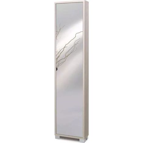 armadio scarpiera olmo con anta a specchio, 43x190x18 cm