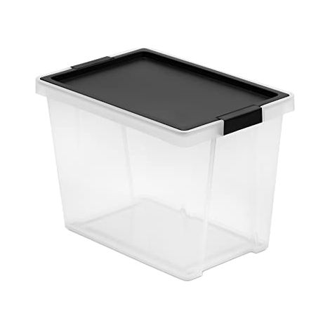 Tatay Scatola portaoggetti con coperchio, capacità 15 l, con manici, coperchio in polipropilene riciclato, trasparente, senza BPA, colore nero, misure 25 x 36 x 26 cm (1/3)