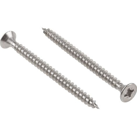 Vis à bois, 6mm, tête Fraisée 80mm, en Acier Inoxydable A2 304 ( Prix pour Sachet de 50 )