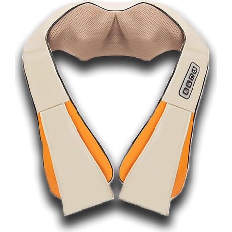 Masajeador de hombros 3D de tejido profundo con calor y efecto relajante, color naranja. (1/5)