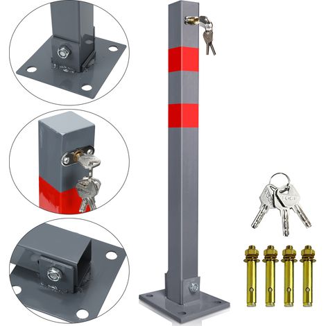 TolleTour Paletto parcheggio con chiave 67 cm, dissuasore in metallo grigio, 1 pezzo (1/5)