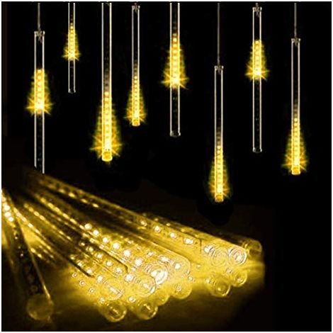 LUCI DI NATALE DA ESTERNO BIANCO CALDO LED EFFETTO PIOGGIA STELLA CADENTE METEORITI TUBO 45CM