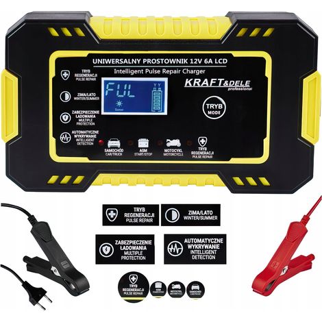 Cargador automático de baterías LCD 12V/6A Kraft&Dele (1/5)