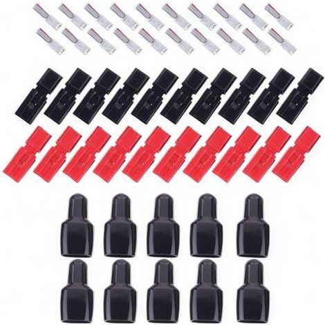 10 pairs (10 Black and 10 pcs Red) 30 Amp + 20 Silver Plated Copper Contacts for Anderson Quick Disconnect Power Terminals Connectors (1/4)