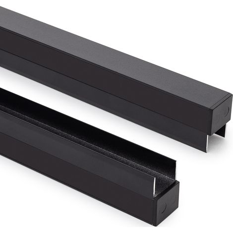 Perfil Aluminio Estantería para Tira LED hasta 12 mm con Tapa Continua Negro 2 m Negro traslúcido (1/5)