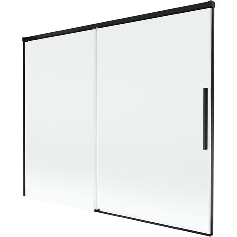 Paroi de baignoire Mexen Rox à 2 volets coulissants 190 x 150 cm, transparent, noir - 8C9-190-001-70-00