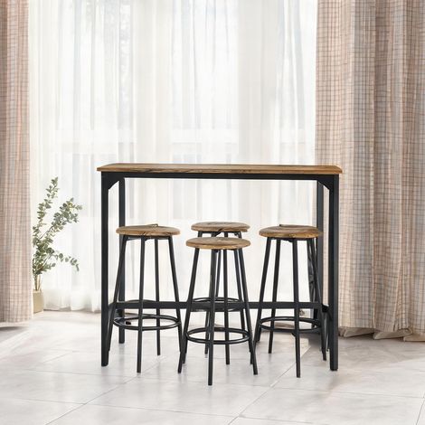 Ensemble table de bar et tabourets en métal 110 x 50 x 89,5 cm (1/5)
