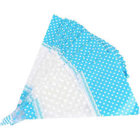 50 durchsichtige, kegelförmige Popcorntüten, Zellophan-Süßigkeitentüten mit Drehverschluss, blau (1/5)