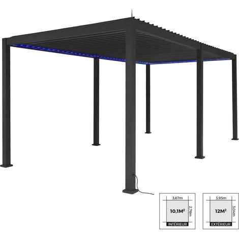 sweeek - Pergola mit motorisiertem Lamellendach und LED-Beleuchtung Triomphe 3x6m