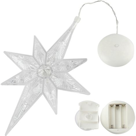 Lampara Colgante Adorno En Forma De Copo De Nieve - Cable De Cobre Con Luces Led - Alimentado Por Batería - Blanco Cálido - 1 Unidad (1/5)