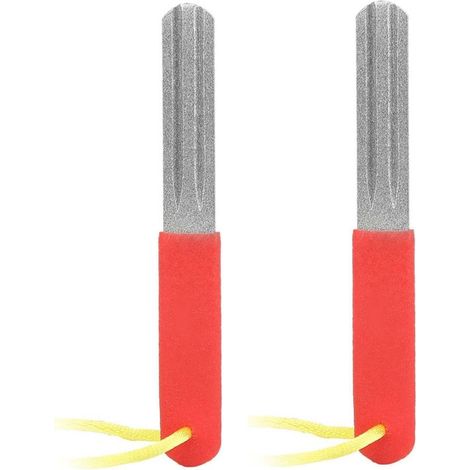 Lima para anzuelos de 2 piezas, Afilador de peces portátil, Herramienta de afilado portátil, Doble cara, Resistente al desgaste, Rojo, 10 cm (1/5)