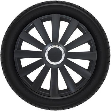 Ensemble d'enjoliveurs 17 pouces – Type Spyder – Montage facile – Universel pour jantes de 17 pouces – Couleur noir – Autostyle