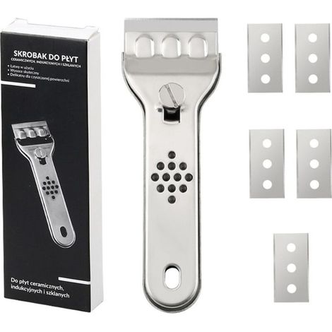 Céramique Kochfeldschaber avec 5 Lames de rechange, acier Inoxydable Spatule, de la Céramique-plaque de Cuisson-Grattoir Grattoir pour plaque de cuisson et Four