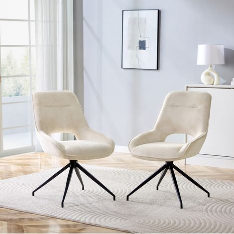 Chaise salle manger pivotante 360° tissu beige OKMYHOME (1/5)