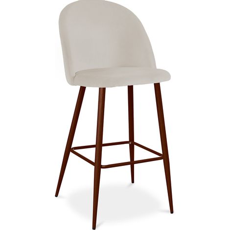 Samtgepolsterter Hocker - Skandinavisches Design - Evelyne Beige