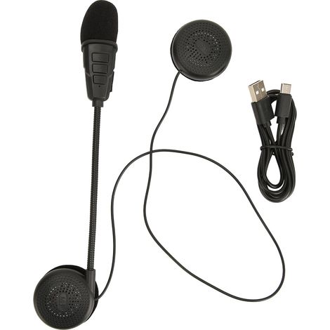 Écouteurs Bluetooth 5.0 pour casque de moto avec réduction de bruit, mains libres, rechargeables et dotés d'un microphone (noir). (1/5)